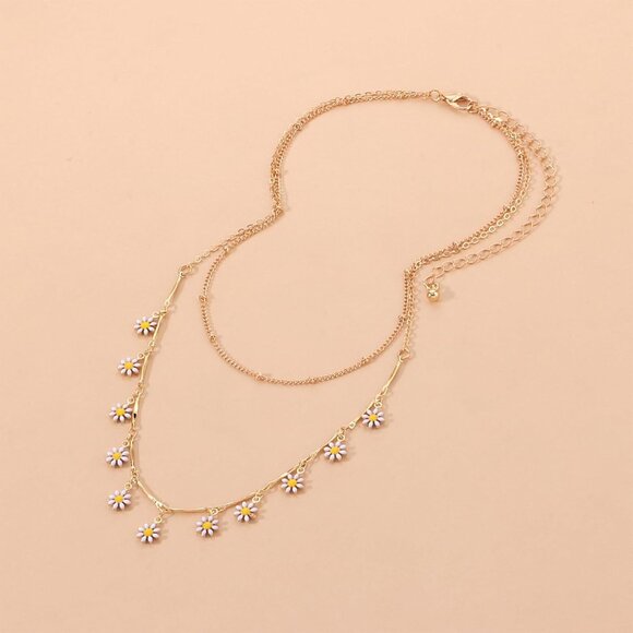 Layered necklace women gold chunky stack multilayered bar pendant paperclip - Picture 4 of 7